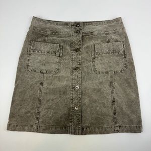 prAna Womens Size 10 Merrigan Corduroy Skirt Organic Cotton Blend Gray